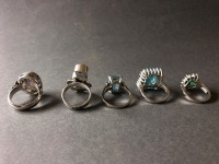 5 x Gem and Glass Set Silver Rings Marked 925 - 2