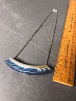 Sterling Silver and Blue Glass Pendant on S/S Chain - 6