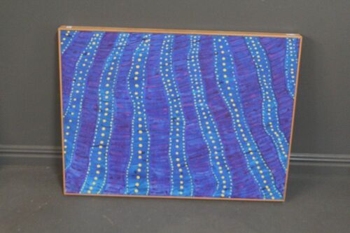 Original Timber Framed Aboriginal Artwork - Waterfall - Signed on Rear Ernie Gessabes