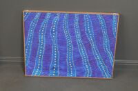 Original Timber Framed Aboriginal Artwork - Waterfall - Signed on Rear Ernie Gessabes