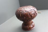 Burmese Carved Timber 3 Piece Hand Painted Orchid Offering Bowl - 3