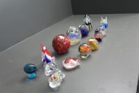 Large Asstd Lot of 14 Glass Paperweights - Some with Chips Etc - 3