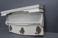 Shabby Painted Wall Shelf with Coat Hooks - 2