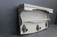 Shabby Painted Wall Shelf with Coat Hooks - 3