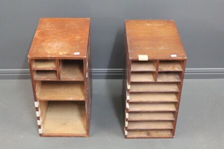 Pair of Vintage Timber Destop Pigeon Hole Cabinets