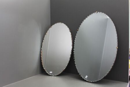 2 x Vintage Scalloped Edge Wall Mirrors