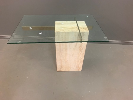 Granite Plinth with Brass Supports and Glass Top