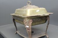 Huge Vintage Brass and Copper Serving Dish on Stand - No Heater - 4