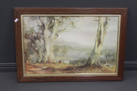 Vintage Hans Heysen Print in Oak Frame