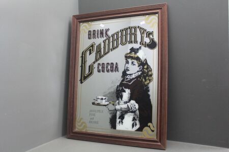 c1970's Large Vintage Advertising Mirror for Cadbury's Cocoa