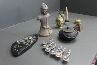 Interesting Asstd Lot of Asian Pieces inc. Brass Buddha's Head, Terracotta Knight, Tea Pot Etc - 3