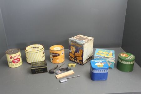Asstd Lot of Large Tins for Ice Cream, Milk Drinks and Biscuits