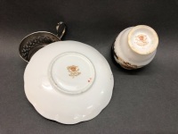 Royal Albert Demitasse Cup and Saucer with Sterling Silver Cup Holder - 4