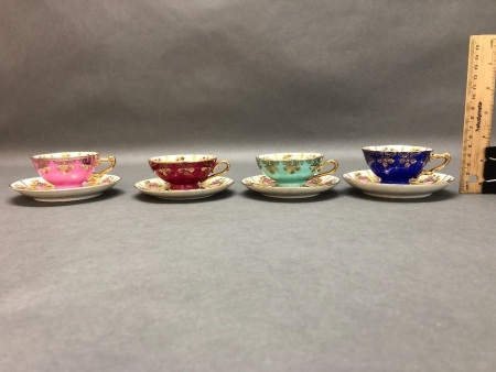 4 x JKW Decor Carlsbad Porcelain Cups and Saucers