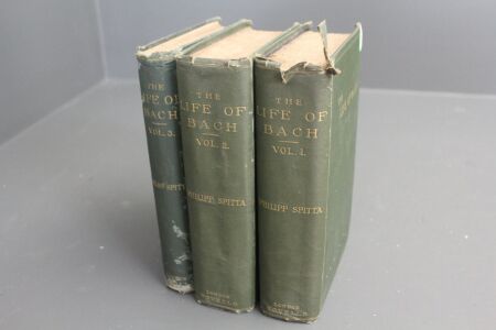 3 Antique Volumes on The Life of Bach by Philipp Spitta c1899