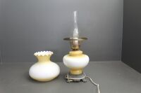 Large Mid Century Brass and Glass Kero Style Electric Table Lamp - 5