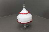 Retro Art Glass Lidded Jar with Red Frill - 2