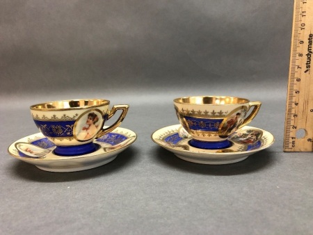 2 Vintage Carlsbad Porcelain Cups and Saucers