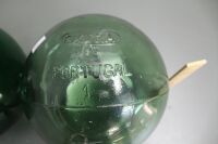 2 x Green Glass Fishing Floats - 1 Marked Portugal - 3