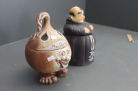 Large Ceramic Monk Cookie Jar and Mrs Onion Pottery Sroage Pot - 3