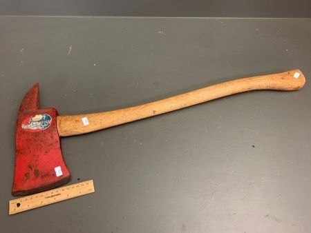 Vintage Fire Chief Fireman's Axe with Hickory Handle