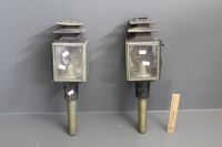 Pair of Antique Buggy Lanterns with Original Bevelled Glass