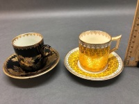 2 English Coffee Cans and Saucers - 2