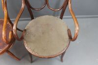 Pair of Antique Bentwood Carver Chairs - 1 With Original Pressed Timber Art Nouveau Orchid Seat - 5