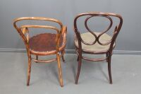 Pair of Antique Bentwood Carver Chairs - 1 With Original Pressed Timber Art Nouveau Orchid Seat - 6