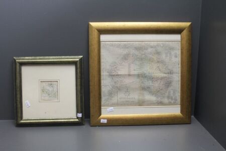 2 x Antique Hand Coloured Lithograph Maps - 1 Australia & NZ 1 Port Phillip Bay