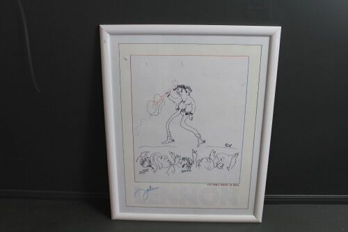 Large Framed Ltd Edition John Lennon Lithograph - It's Only Rock n' Roll - 732/4000