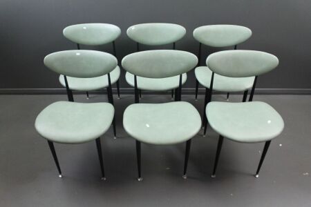 Set of 6 Grant Featherston Scape Dining Chairs in Sage Green Vinyl Upholstery