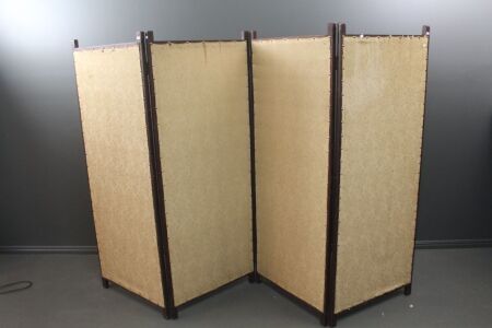 Vintage 4 Panel Room Divider / Screen with Fabric Panels