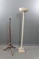 Tall Ceramic Greek Style Standard Lamp + Vintage Timber Tripod Standard Lamp