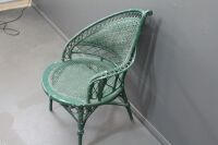 Antique Green Painted Cane and Rattan Chair - 2