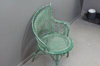 Antique Green Painted Cane and Rattan Chair - 3