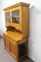 Antique Kauri Pine 2 Door Meat Safe Hutch with 2 Drawer 2 Glazed Door Top - 3