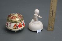 2 x Small Ceramic Musical Boxes - Kewpie + Nutcracker