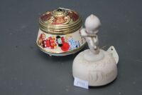 2 x Small Ceramic Musical Boxes - Kewpie + Nutcracker - 2