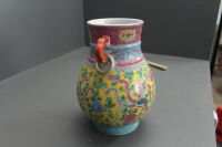 Large Canton Enamel 2 Handled Jar / Vase - Marked to Base - 3