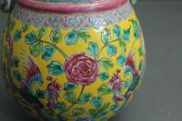 Large Canton Enamel 2 Handled Jar / Vase - Marked to Base - 5