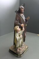 Large Antique Hand Painted Italian Gesso Statue of Jesus and Child on Painted Timber Base - 4
