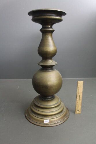 Large Heavy Antique Brass Candlestick - Possibly from Church