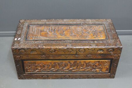 Large Carved Asian Camphorwood Chest