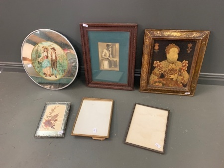 Asstd Lot of Antique Pressed Metal and Timber Frames + Mirror Frames