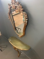 Large Ornate Timber and Gesso Wall Mirror with Matching Wall Mounted Console Shelf / Table to Sit Below - 2