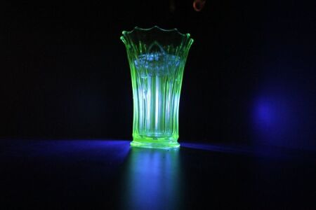 Vintage Green Uranium Glass Tall Flower Vase With Frog