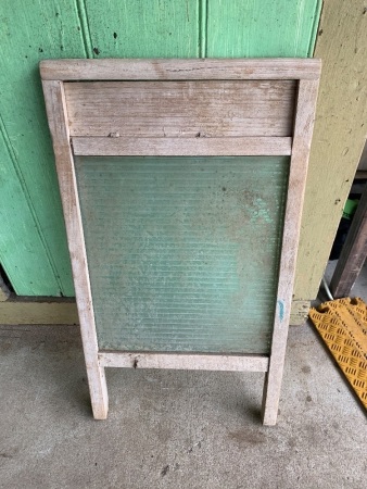 Vintage Pine and Glass Wahsboard