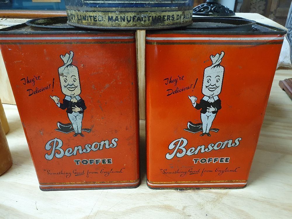 4 x Large Vintage Tins 2 x Bensons Toffee 1 x H.H.Tandy Sweets 1 x