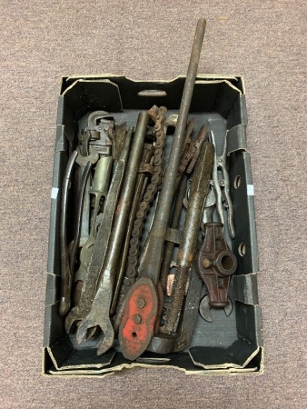 Asstd Lot of Vintage Tools inc. Spanners, Pipe Wrenches and Stilsons